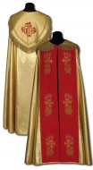 Chormantel mit gestickter Cappa u Borte - Gold-Rot