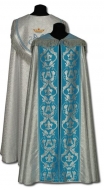 Chormantel mit gestickter Cappa - Silbern-Blau