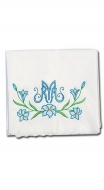 Altardecke mit gesticktem Muster - M, Blumen blau