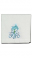 Altardecke mit gesticktem Muster - M, Blumen blau