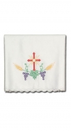Altardecke mit gesticktem Muster - Kreuz, Trauben, Gerste farbig