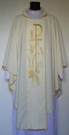 Messgewand - gestickt - Creme/Gold - Christogramm