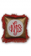 Prozessionskissen mit gesticktem Muster - IHS gold-rot