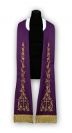 Rmische Stola mit gesticktem Muster, Kreuz, Gerste, Trauben - violett-gold