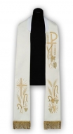 Priesterstola gestickt Christogramm Weiß o. Creme