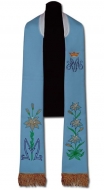 Priesterstola gestickt Mari Blau