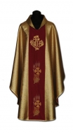 Messgewand mit gestickter Samt Borte - Gold/Bordeaux