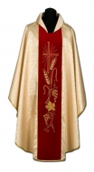 Messgewand mit gestickter Samt Borte - Gold/Rot