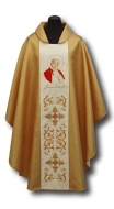 Messgewand mit gestickter Ikone - Gold/Creme Papst J.P. II