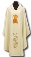 Messgewand mit gestickter Ikone - Gold/Creme Mutter Gottes aus Lichen