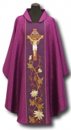 Messgewand mit gestickter Ikone - Damaskus - Violett - Christi am Kreuz