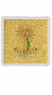 Palla mit gesticktem Muster - Alleluja, Kerze, Gerste gold