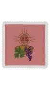 Palla mit gesticktem Muster - IHS, Schale, Gerste, Weintraube rosa