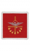 Palla mit gesticktem Muster - Kreuz, Taube rot