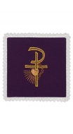 Palla mit gesticktem Muster - Christogramm, Herz violett