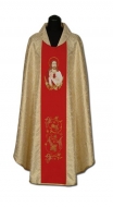 Messgewand mit gestickter Ikone - Gold/Rot Herz Jesu