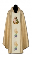 Messgewand mit gestickter Ikone - Gold/Creme hl. Christophorus mit Christuskind