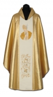 Messgewand mit gestickter Ikone - Gold/Creme Papst J.P. II